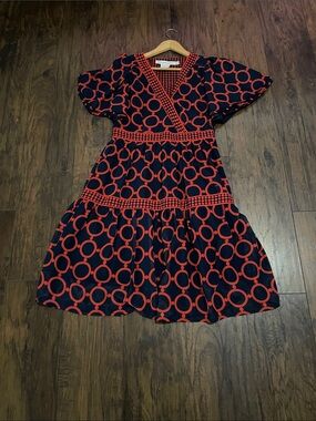 Gretchen Scott Designs Navy and Red Midi Dress